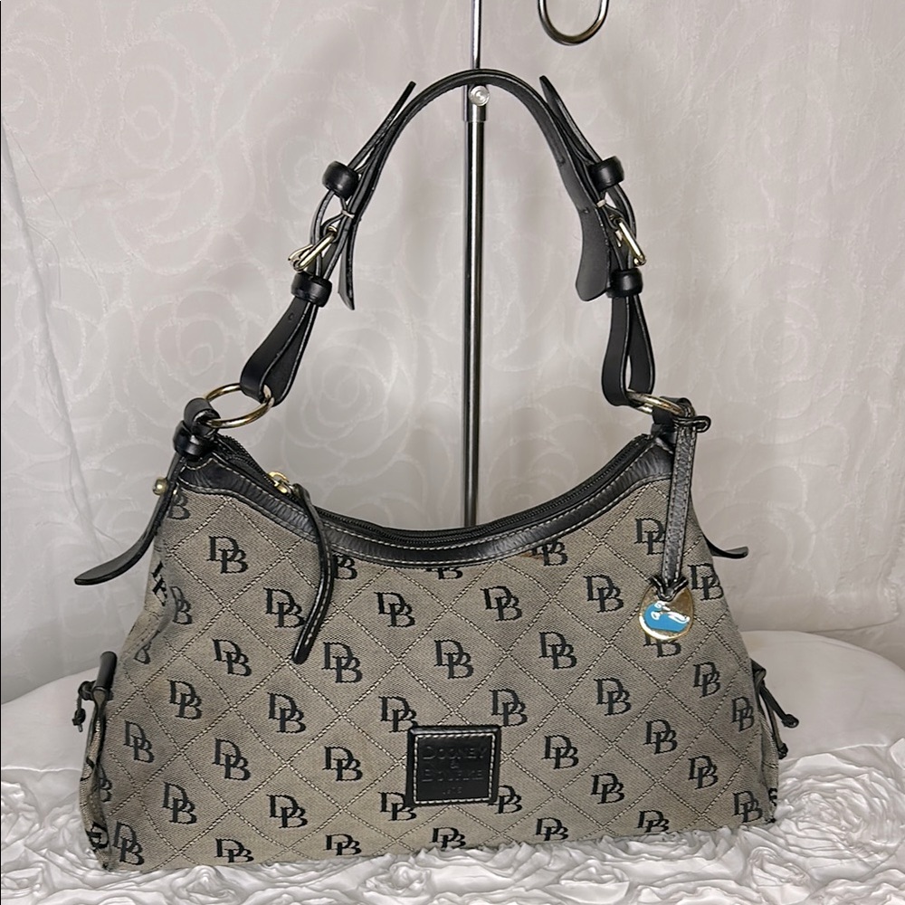 Dooney & Bourke Black and Gray Monogram Shoulder Bag